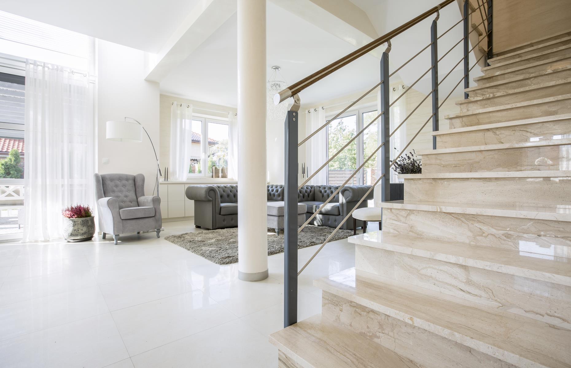 A modern stone staircase - Shutterstock-  - staircase ideas